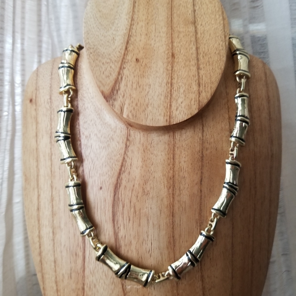 Gold Bamboo Necklace, Bamboo Jewelry, Wedding Guest